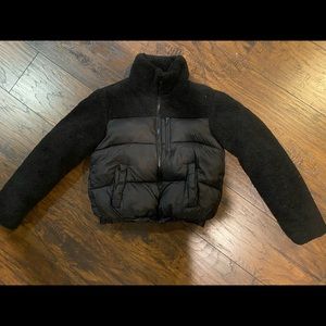 Black cropped puffer coat